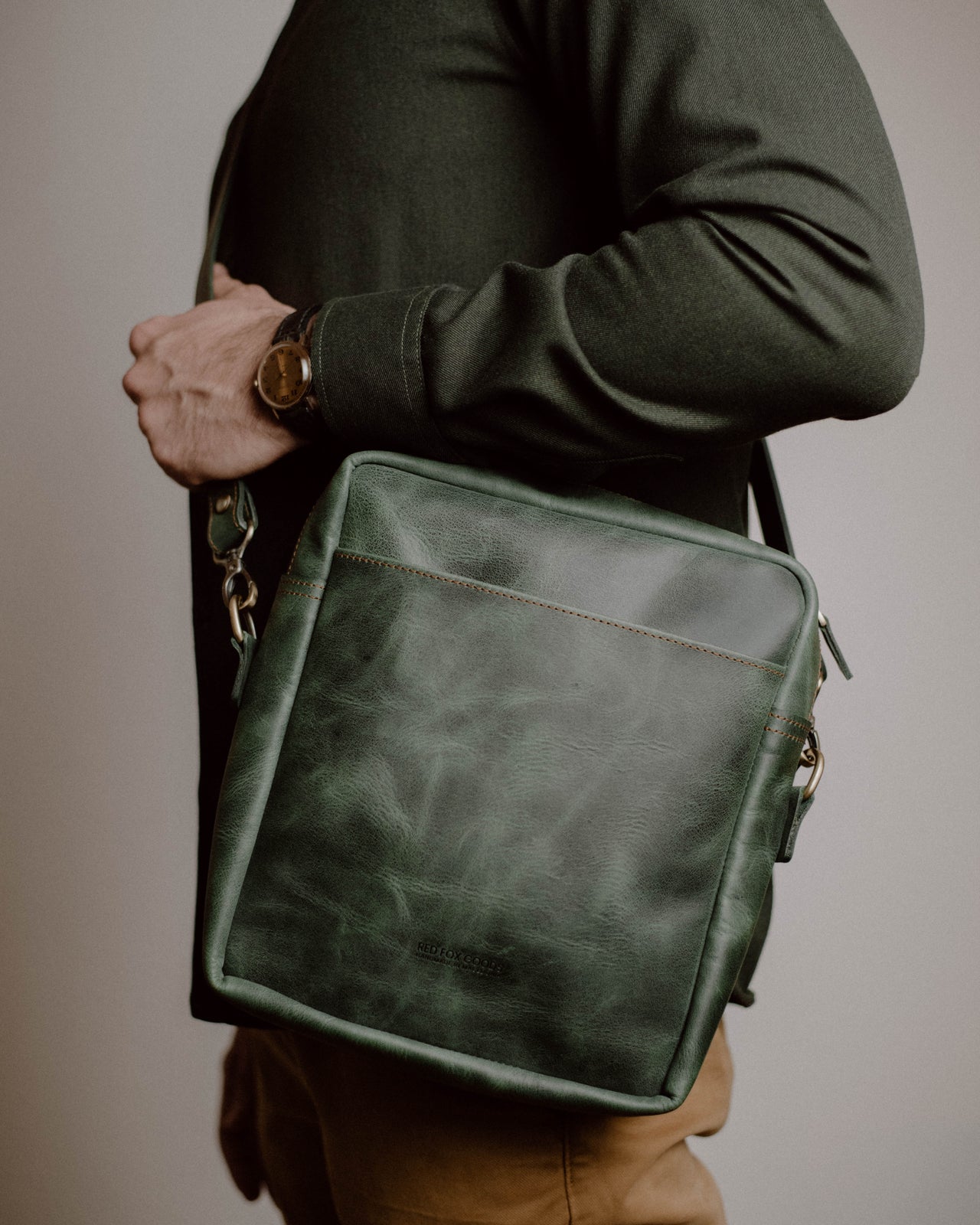 Shoulder Bag XL - Green (Italian Waxy Cowhide)