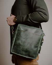 Thumbnail for Shoulder Bag XL - Green (Italian Waxy Cowhide)