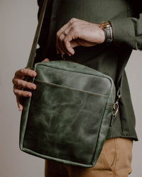 Thumbnail for Shoulder Bag XL - Green (Italian Waxy Cowhide)