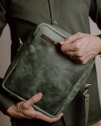 Thumbnail for Shoulder Bag XL - Green (Italian Waxy Cowhide)