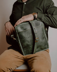 Thumbnail for Shoulder Bag XL - Green (Italian Waxy Cowhide)