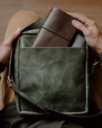 Thumbnail for Shoulder Bag XL - Green (Italian Waxy Cowhide)