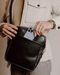 Thumbnail for Shoulder Bag XL - Black (Italian Waxy Cowhide)