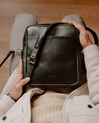 Thumbnail for Shoulder Bag XL - Black (Italian Waxy Cowhide)