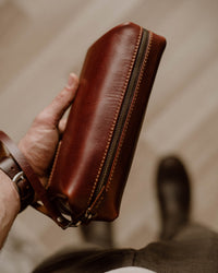Thumbnail for Leather Clutch Bag - Red Brown (Italian Waxy Cowhide)