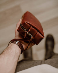 Thumbnail for Leather Clutch Bag - Red Brown (Italian Waxy Cowhide)